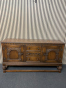 Switch Solid english oak stained 2 door 3 drawer sideboard with ornate detail (H 90 x W 165 x D 43 cm) 2425 3 image