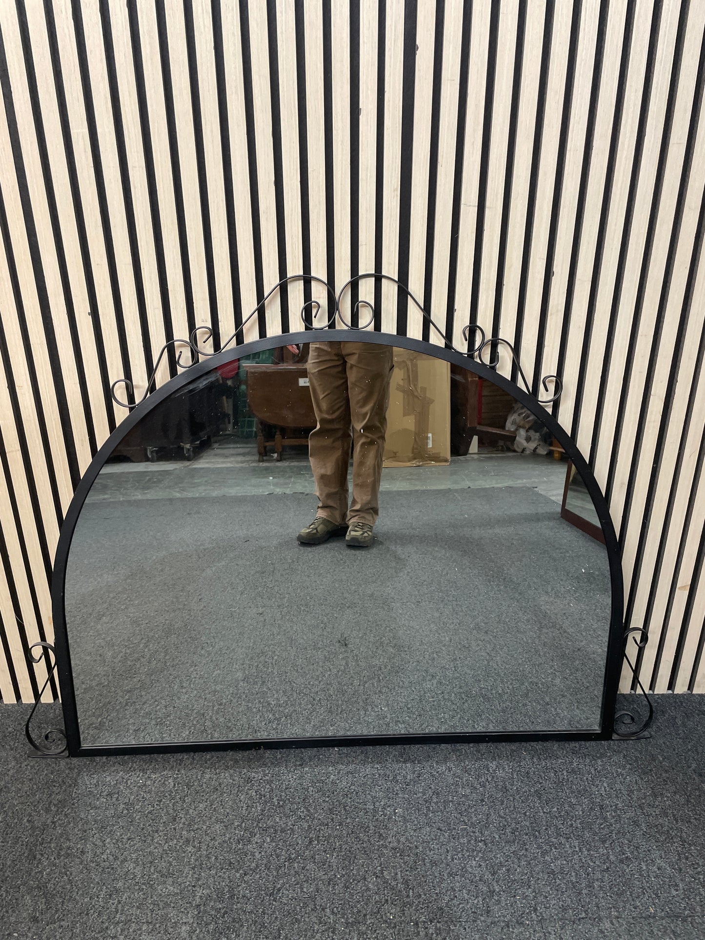 Half moon ornate metal framed mirror (115 x 93 cm) 3126