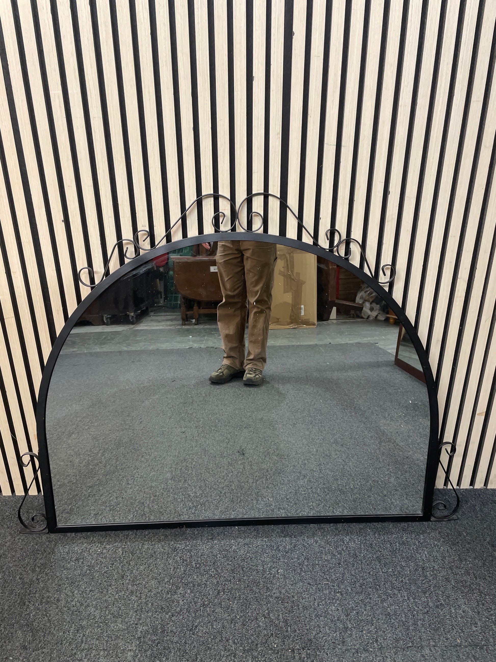 Half moon ornate metal framed mirror (115 x 93 cm) 3126