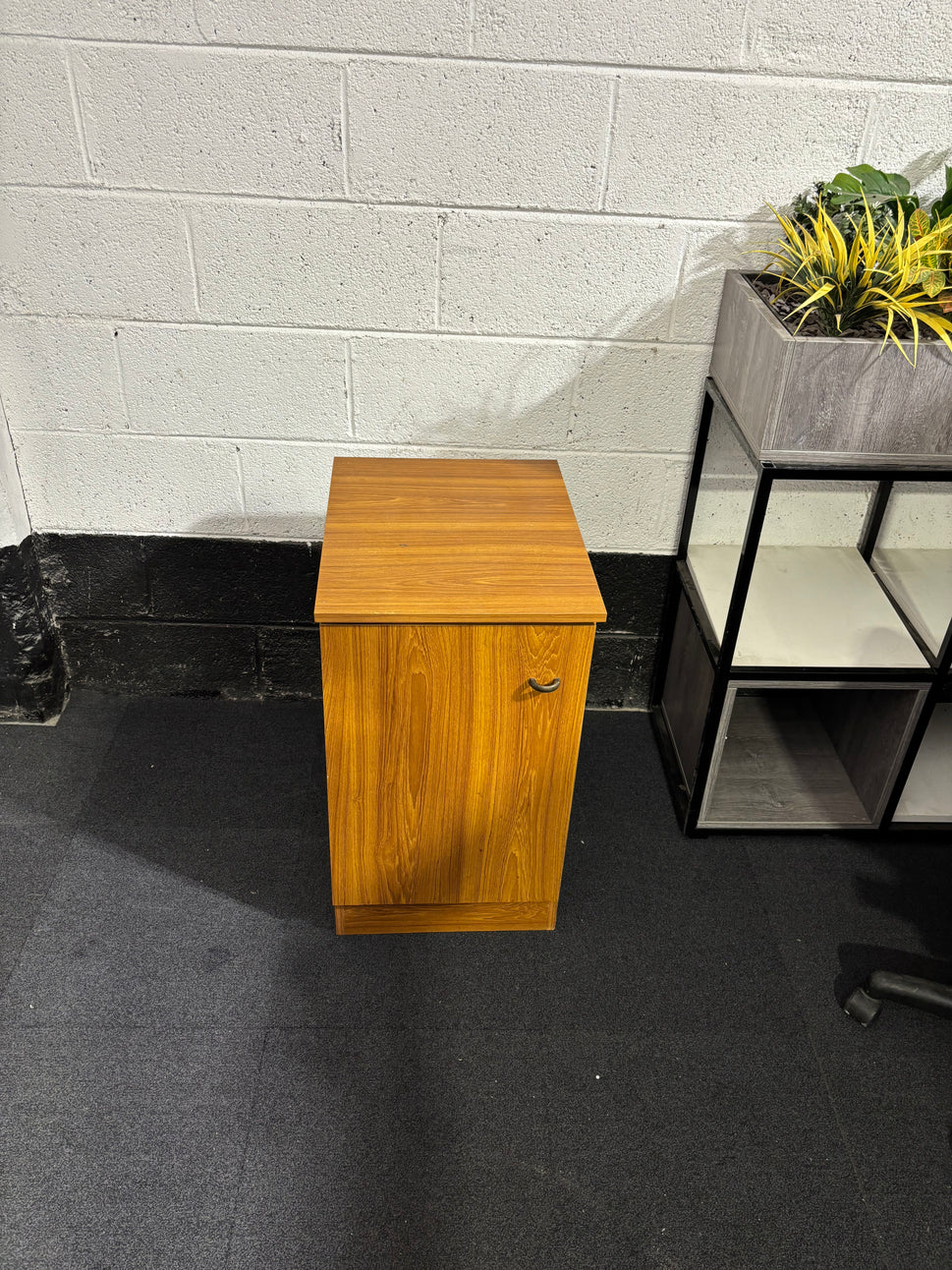 Teak laminate 1 door locker with internal shelves 72Hx42Wx54D