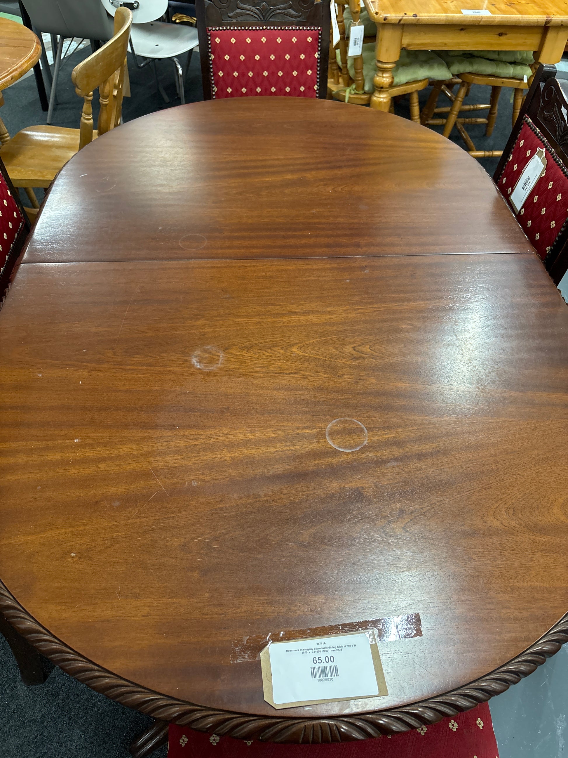 Rossmore mahogany extendable dining table H 750 x W (970  x  L (1500 -2050)  mm 2125