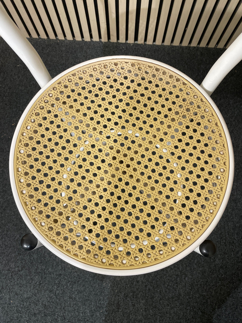 White metal tall stool with rattan seat 1126