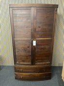 Switch Solid stained pine bow fronted two door 2 base drawer wardrobe (H 182 x W 100 x D 62 cm) 43977 2 image