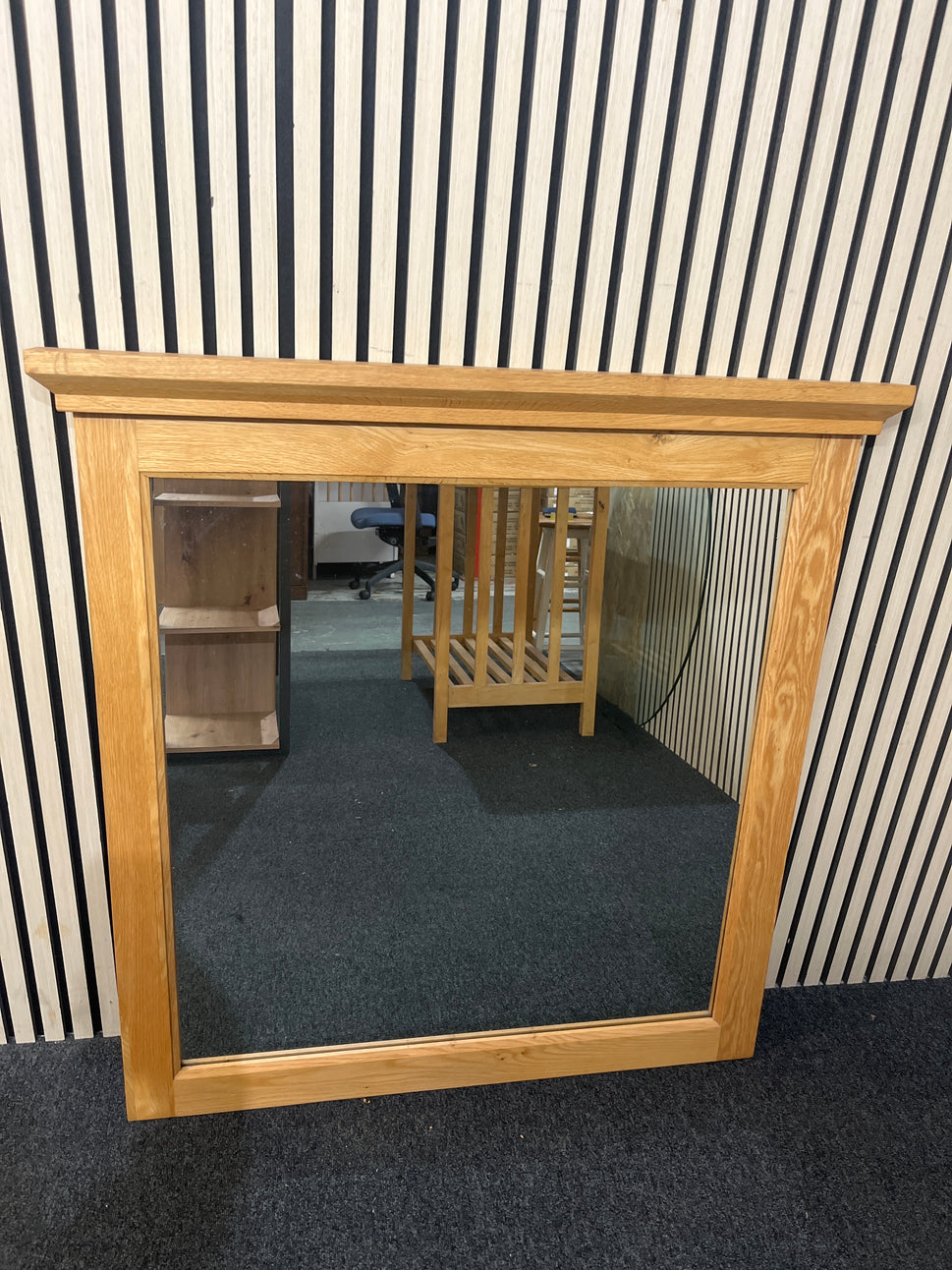 Ornate solid oak framed Wall mirror (101 x 98 cm) 1126