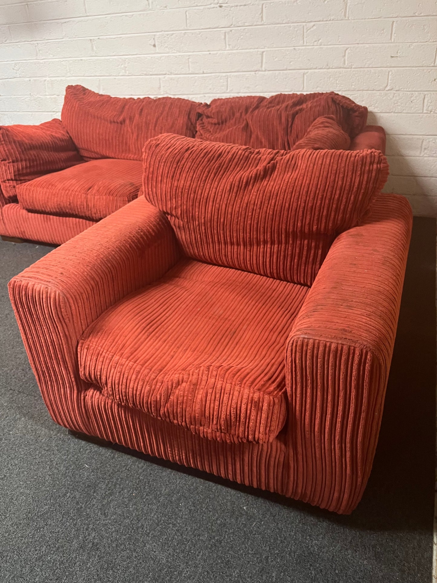 3+1 red corduroy fabric sofa suite 1325