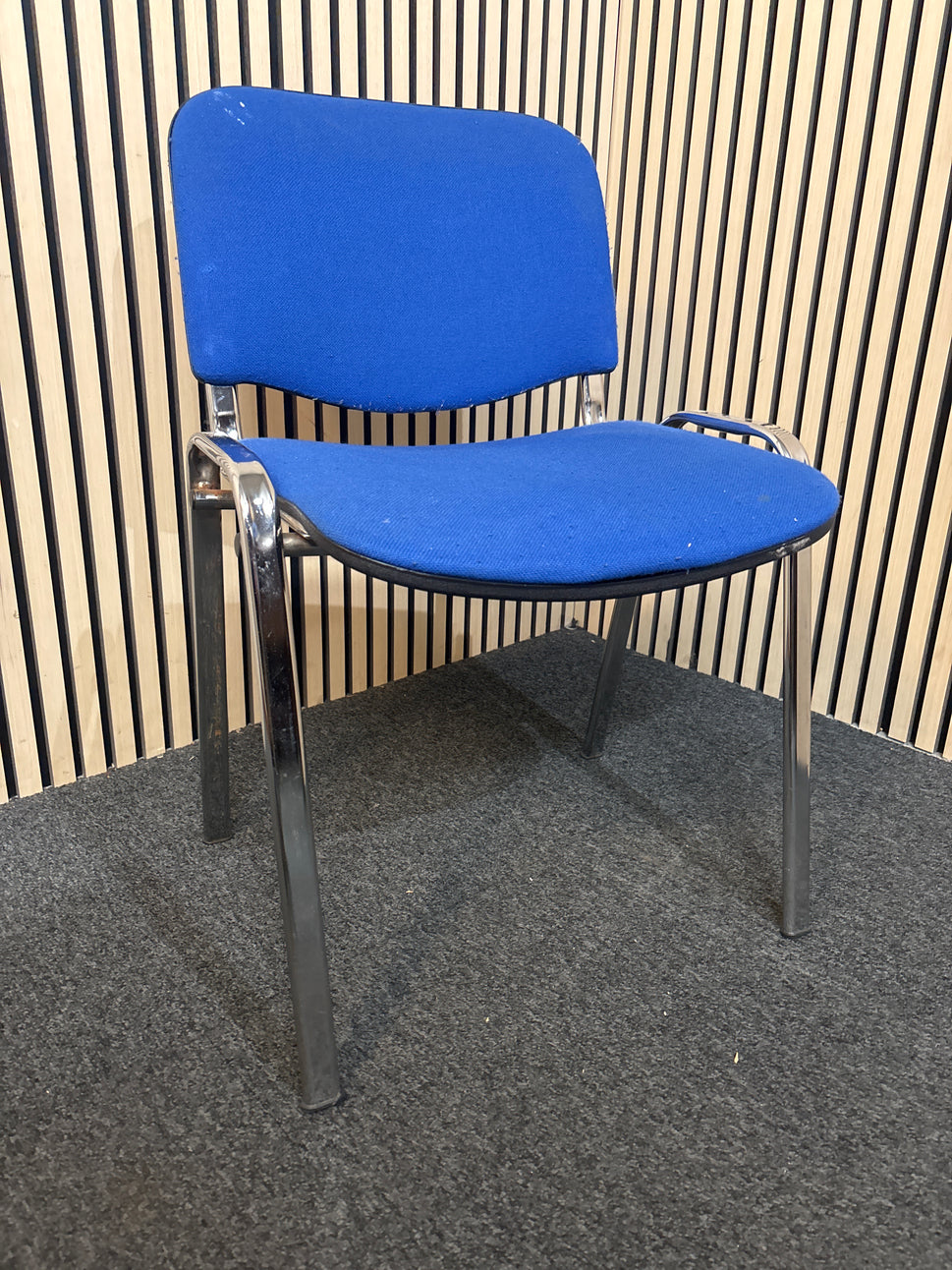 Blue Second Hand Fabric Stacking Chair