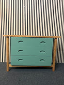 Switch Solid Pine teal painted 3 drawer chest of drawers (H 68 x W 101 x  D 43 cm) 43406 2 image