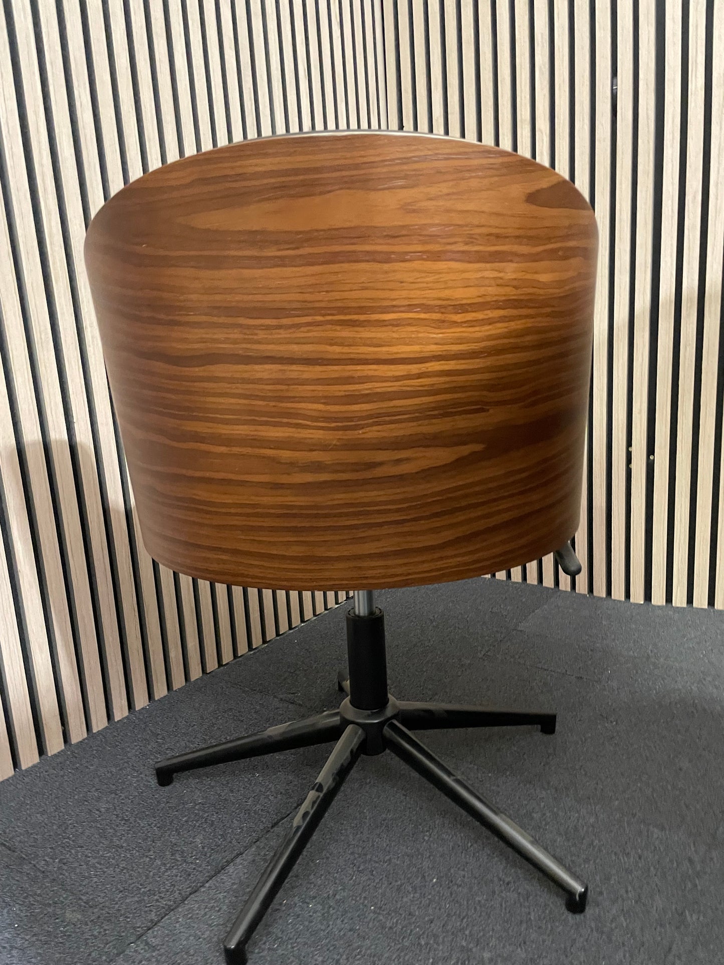 Kyoto Swivel Chair - Oak Shell with Black PU Seat, Chrome Base