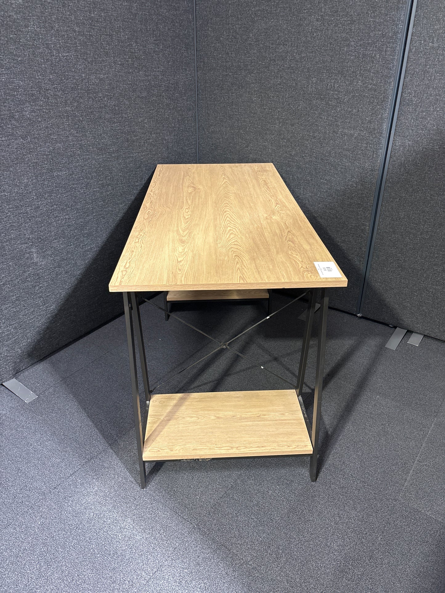 Black metal framed study desk with underneath storage 1325
