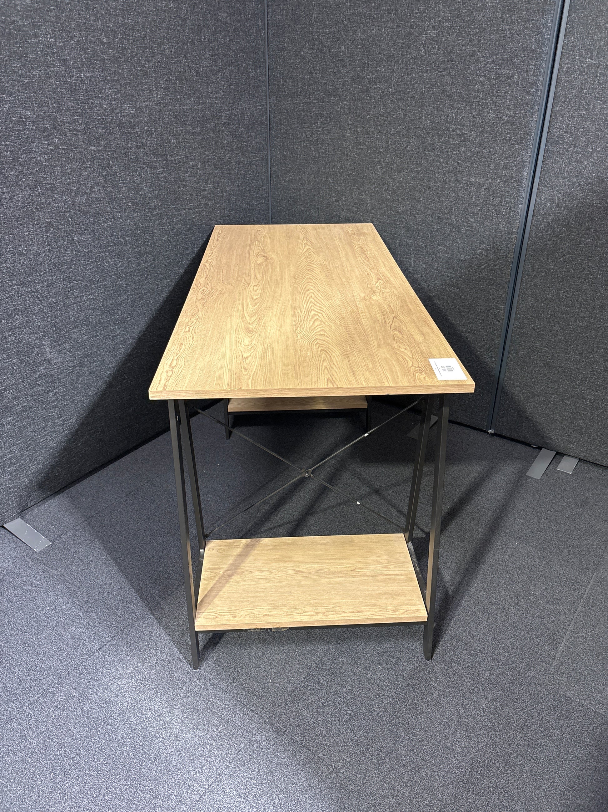 Black metal framed study desk with underneath storage 1325