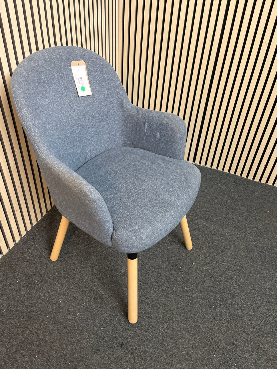 Dark blue fabric swivel dining chair 43382