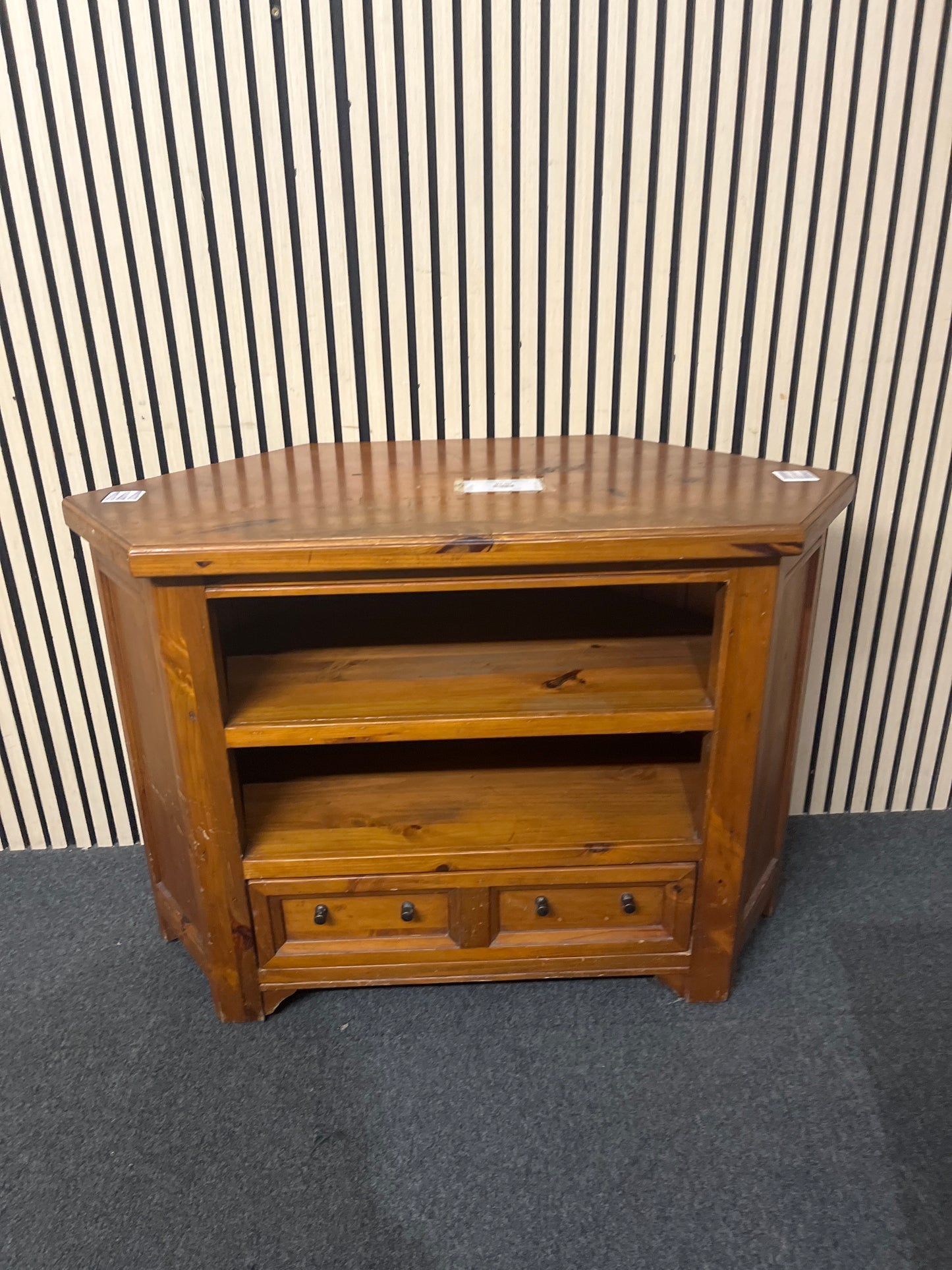 Solid pine tv stand with two shelves and base drawer (H 77 x W 105 x D 50 cm) 43980