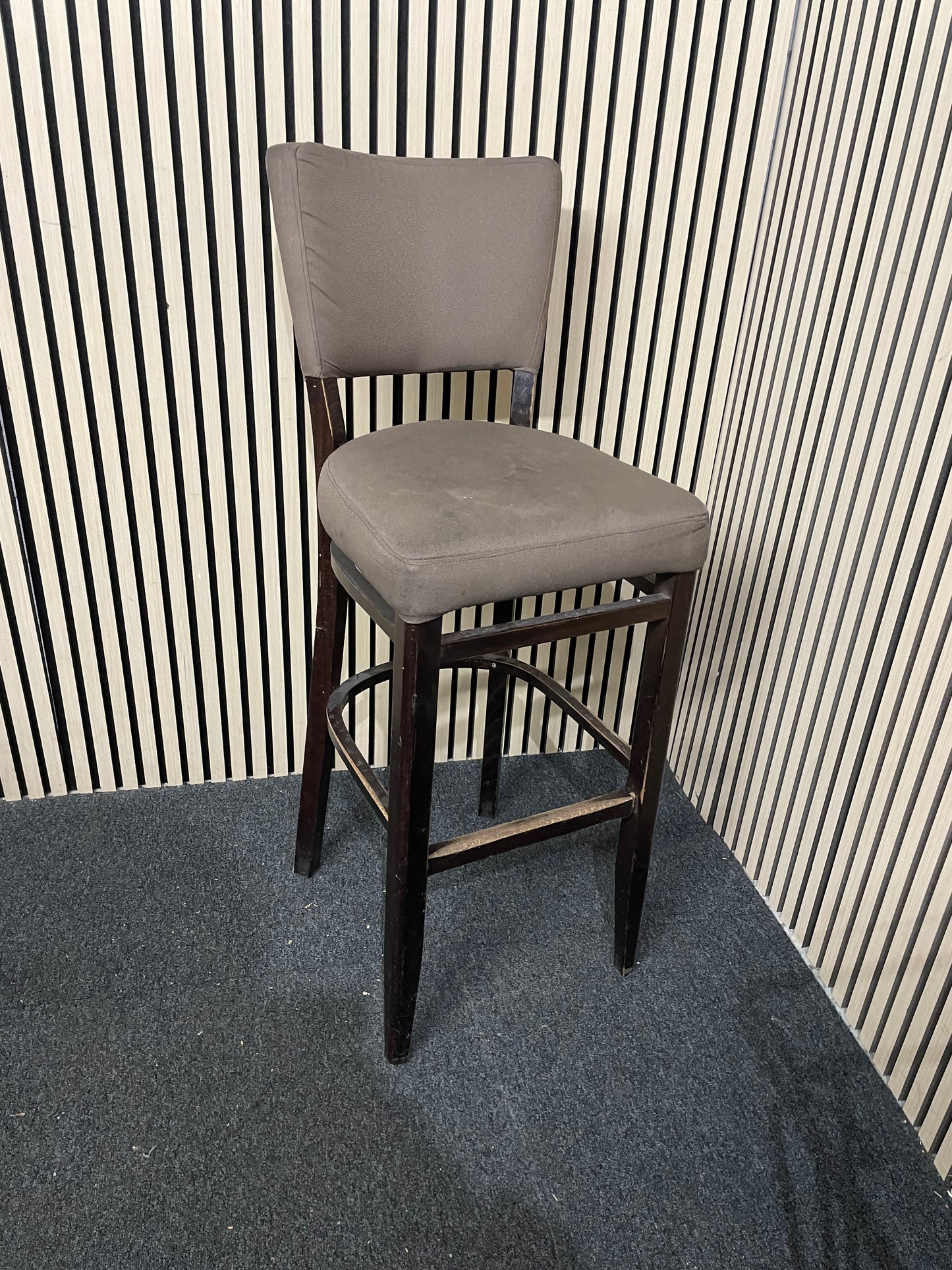 Brown fabric tall stools with back  1126