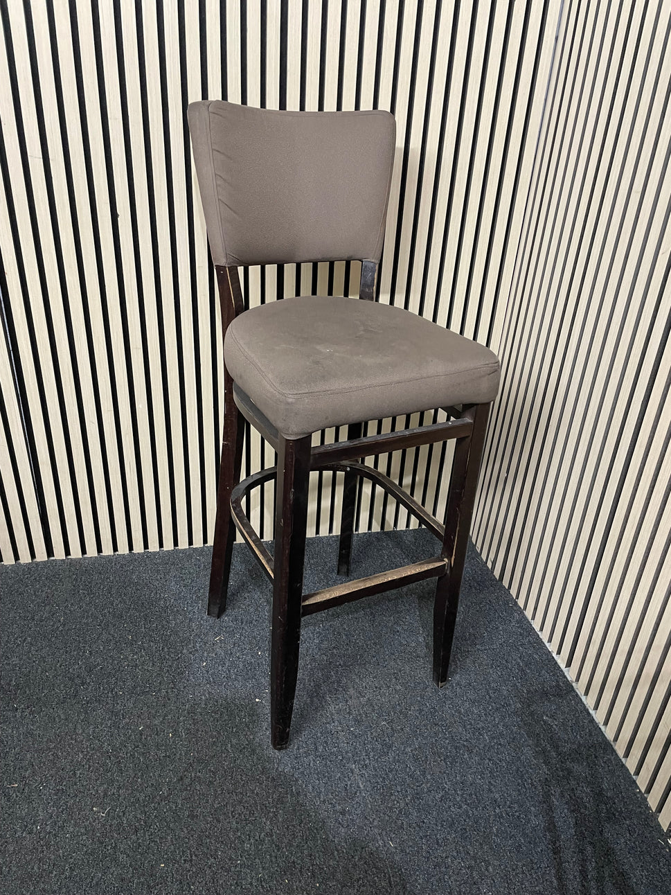 Brown fabric tall stools with back  1126