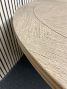 Limed oak circular extendable dining table with coloumn base (diameter 120 cm + 45 cm extension)  44800