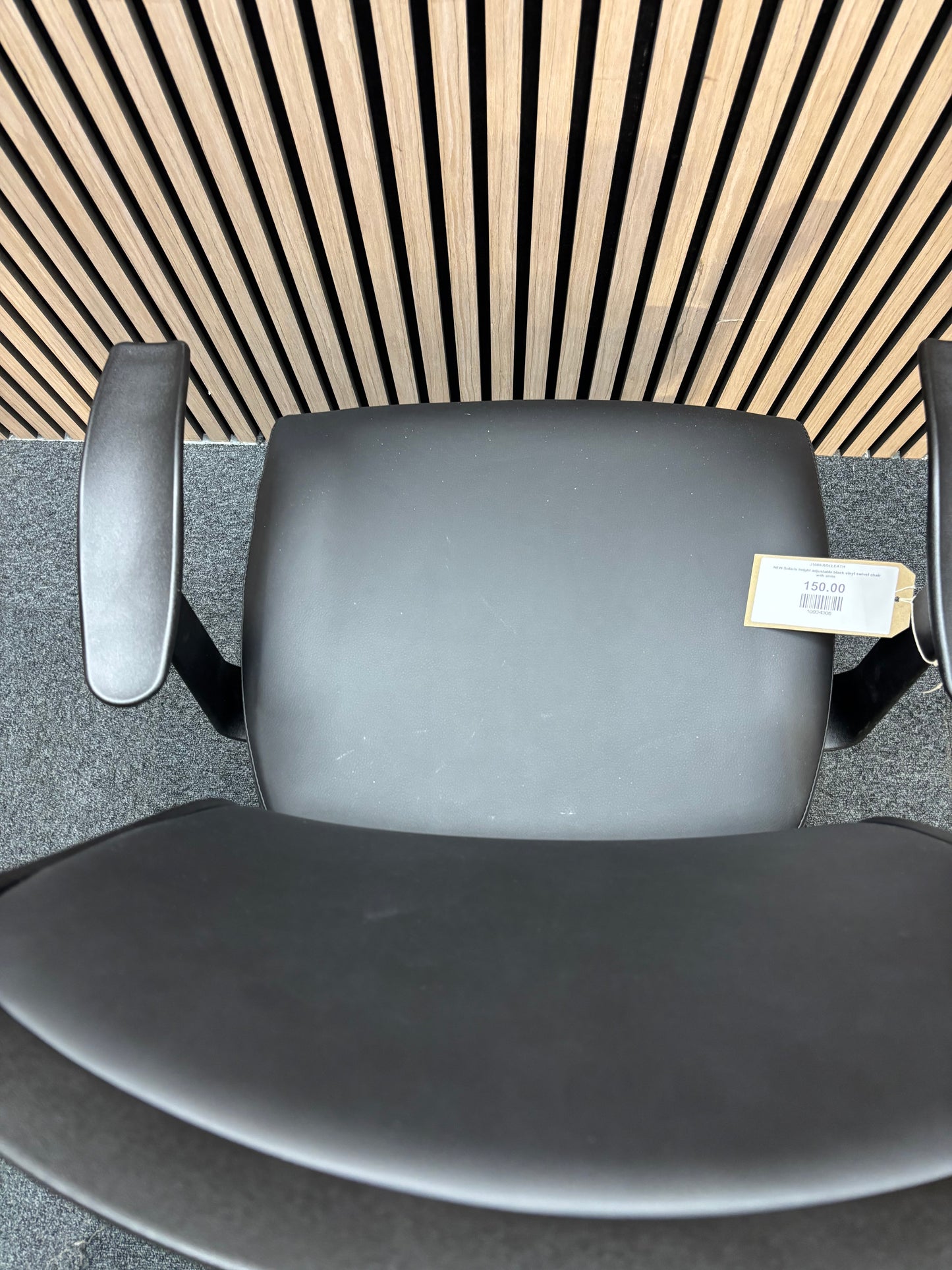 NEW Solaris height adjustable black vinyl swivel chair with arms