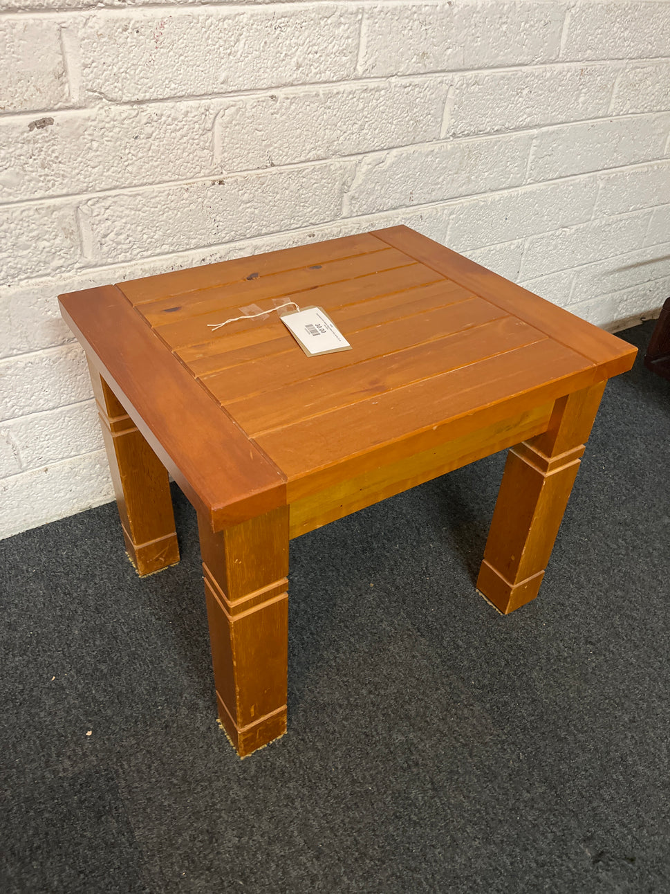 Small natural pine square lamp table (H 50 x W 50 x D 30 cm) 3225
