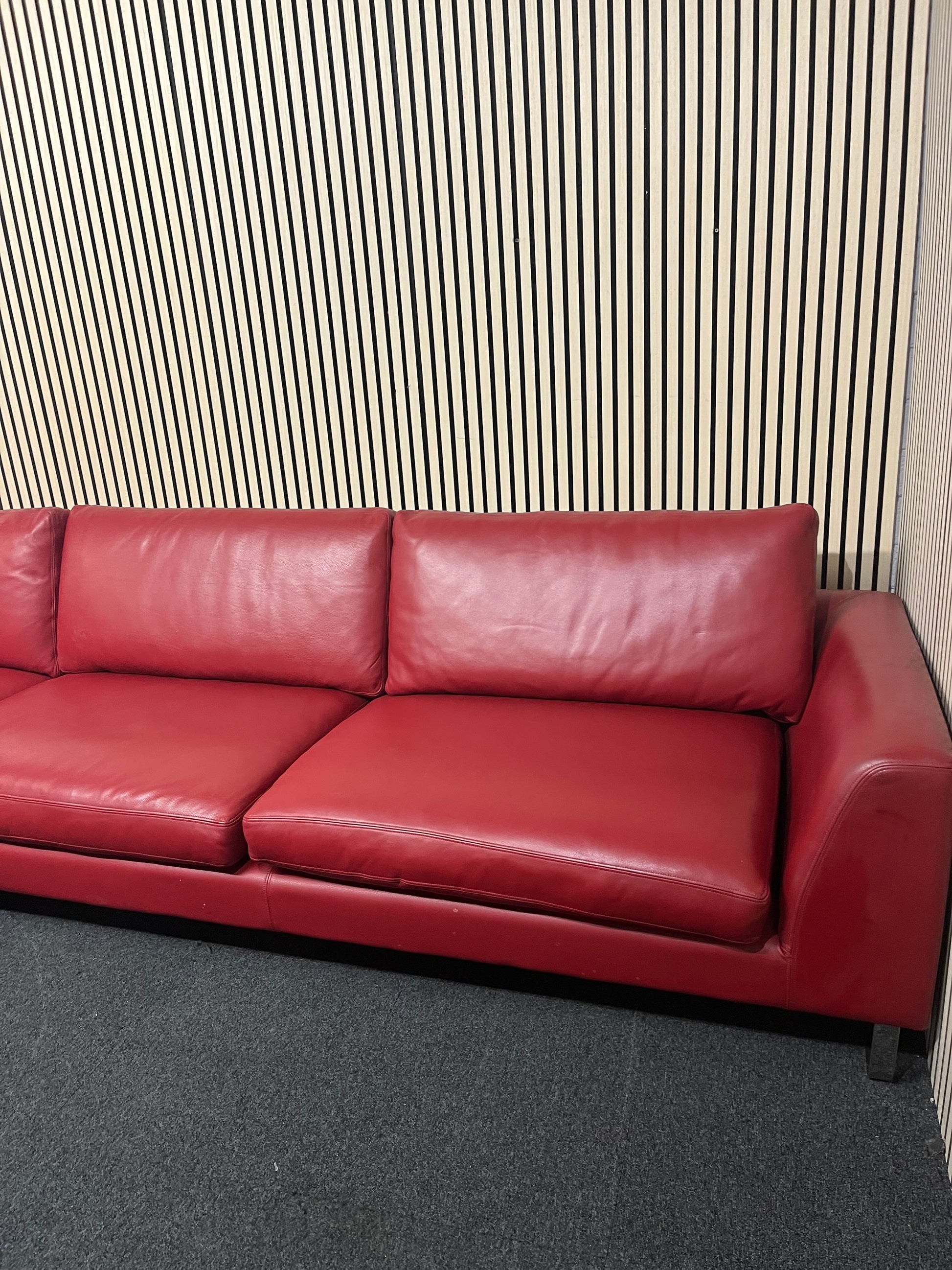 Real wine leather 5 seater sofa (325 cm wide) EX WINDMILL LANE  3325