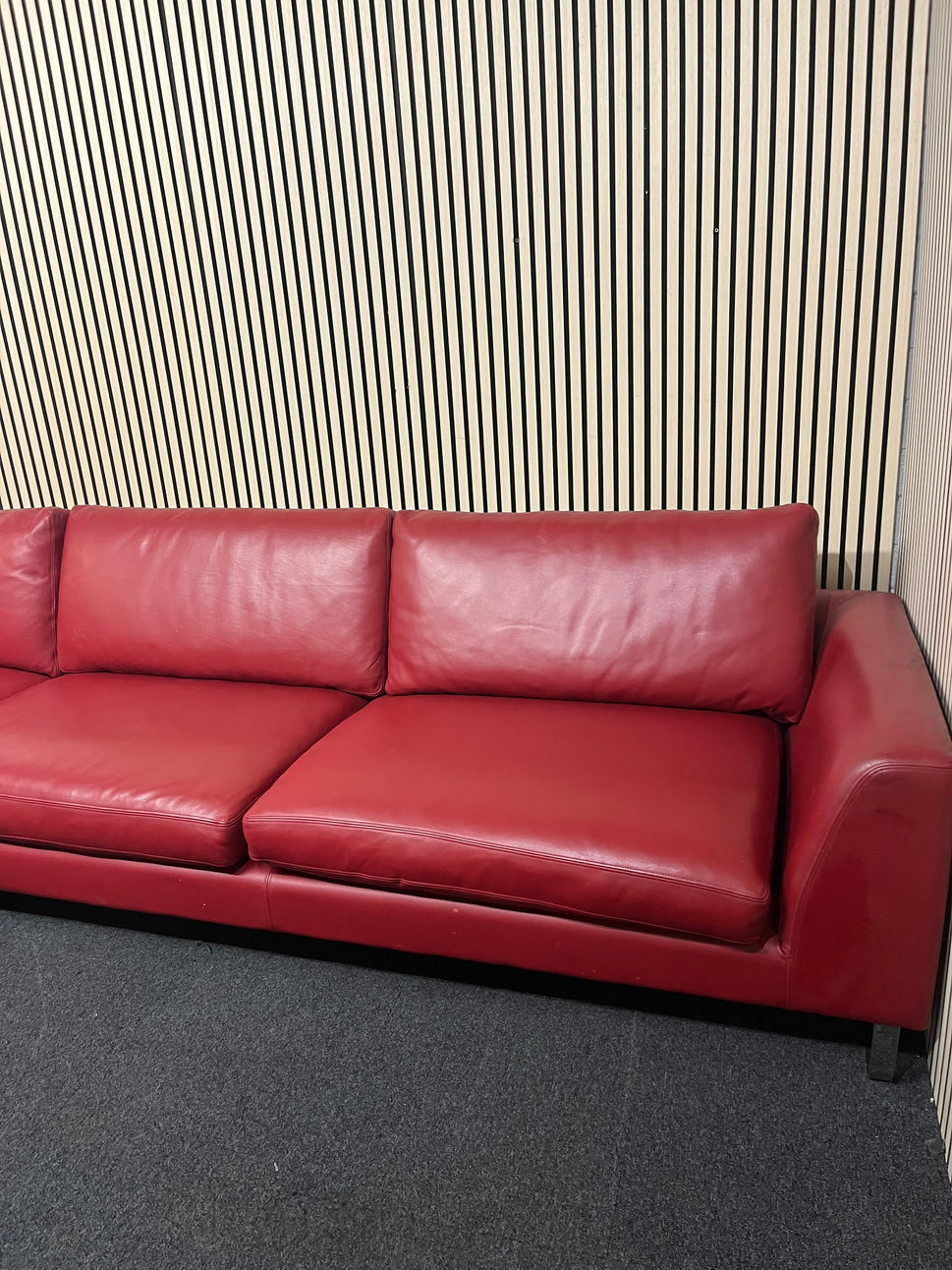 Real wine leather 5 seater sofa (325 cm wide) EX WINDMILL LANE  3325