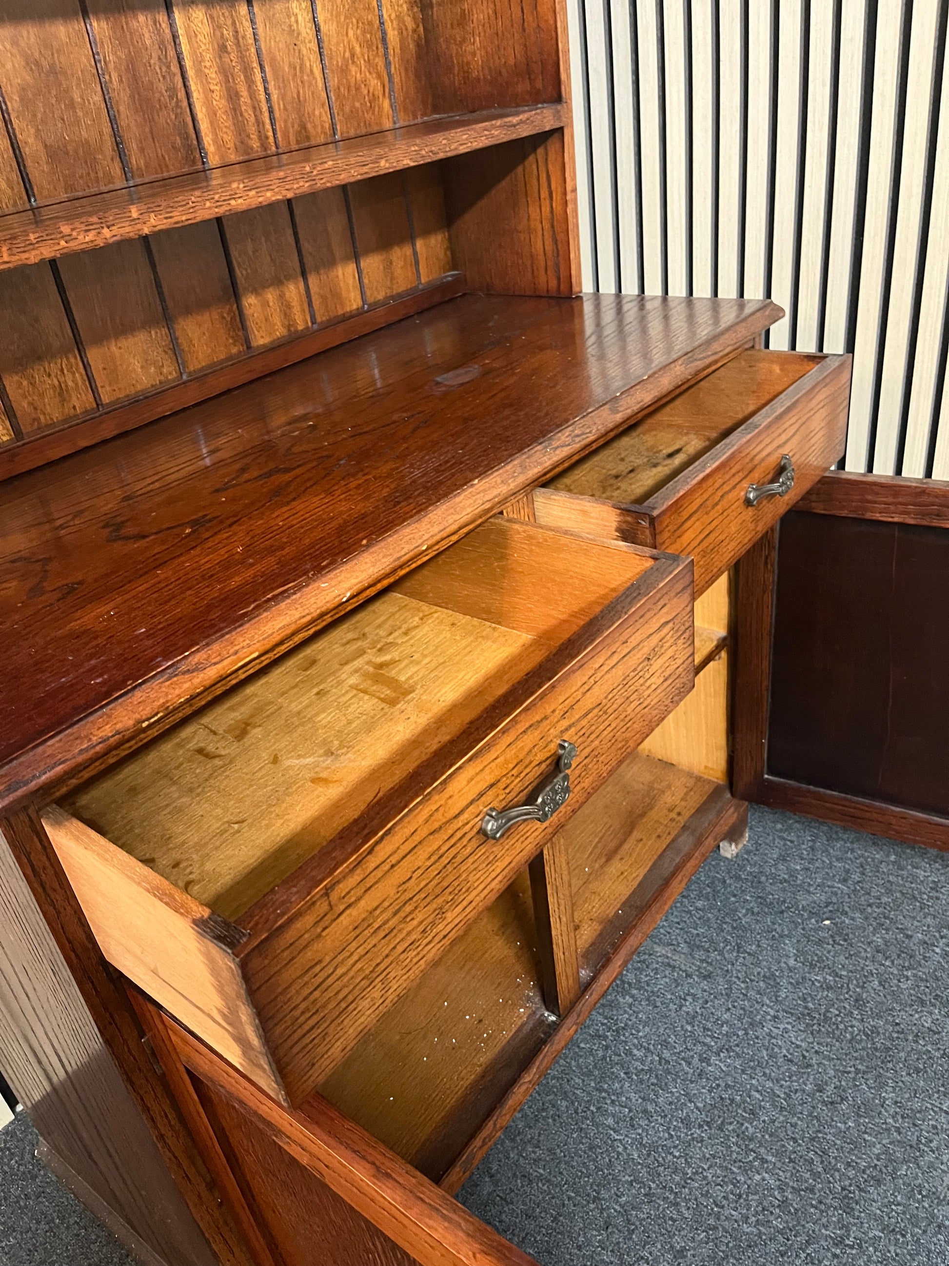 Tall solid dutch oak top open kitchen dresser (H 173 x W 101 x D 46 cm) 2325