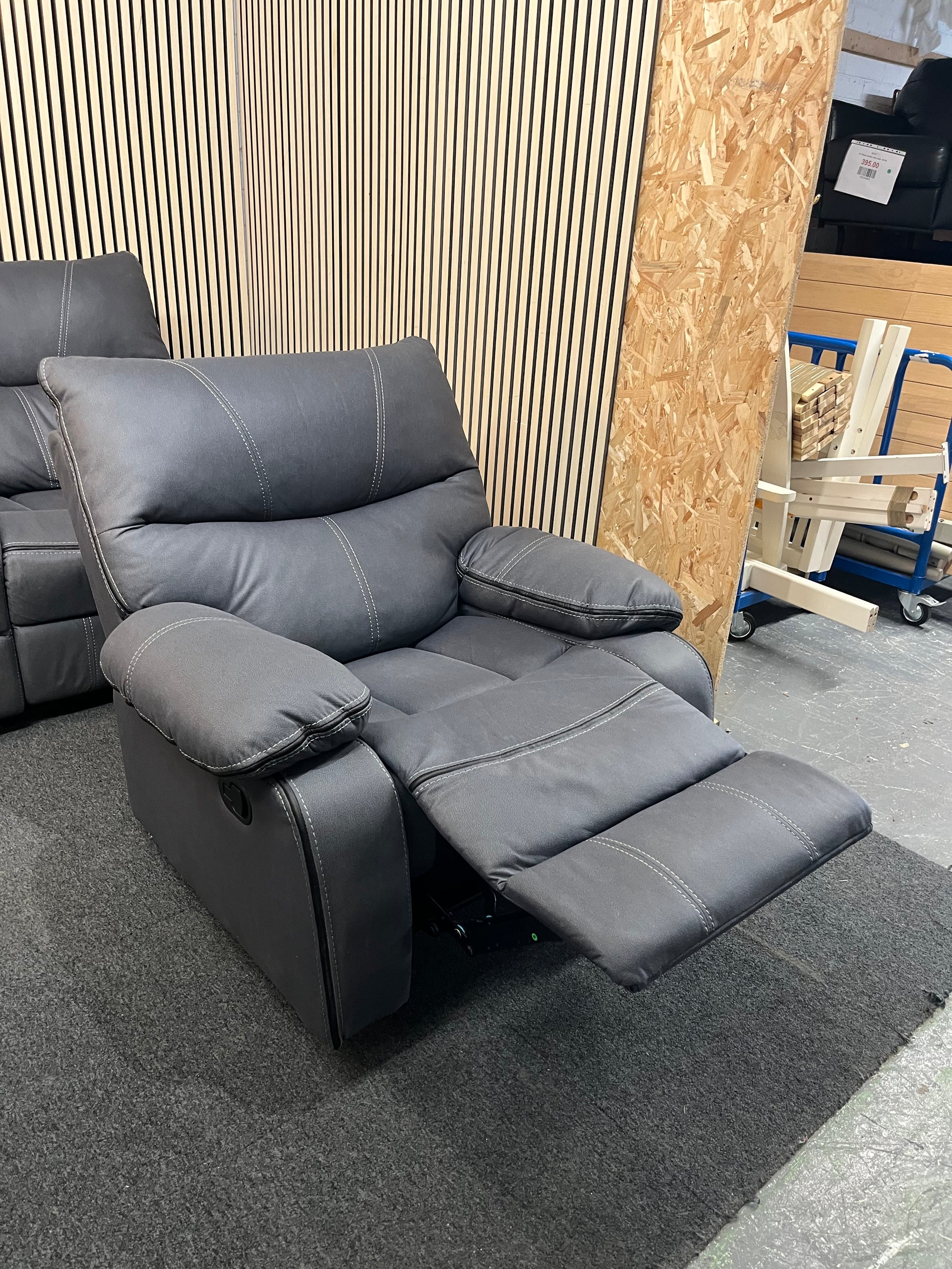 2+1 light grey recliner sofa suite 43766