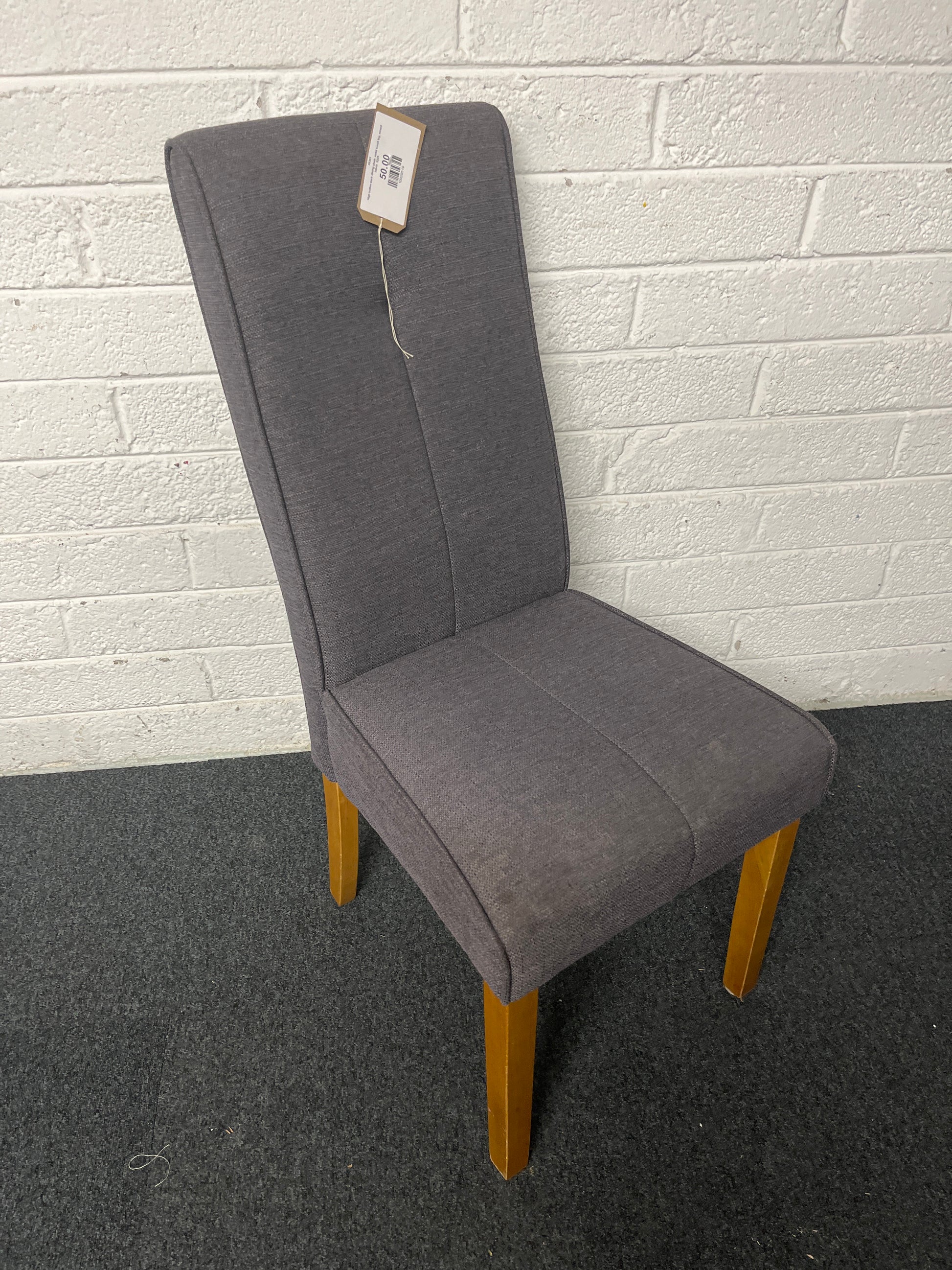 High button back dining chair, solid wood leg, mixed fabric  2225