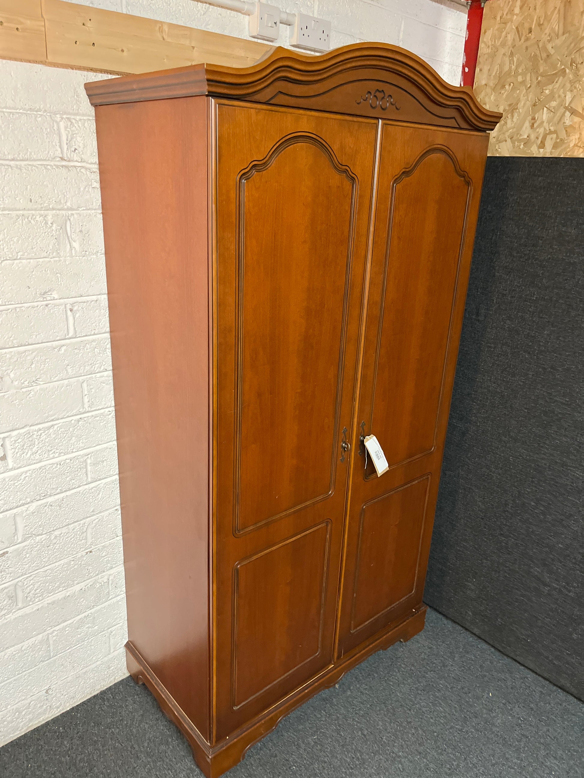 Tall Rossmore mahogany ornate 2 door wardrobe  55Dx195Hx106W cm 2225