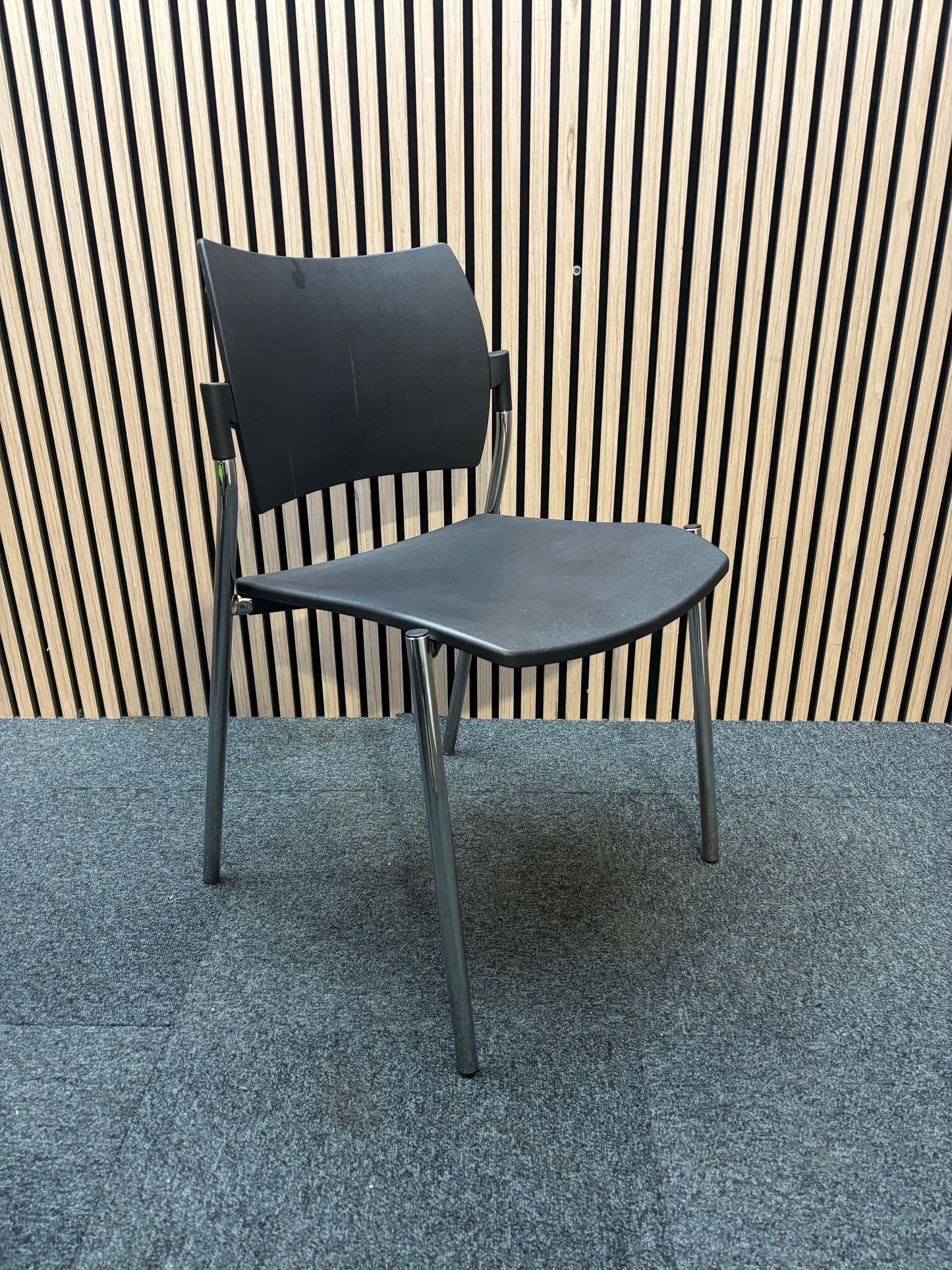 Boss design dream Black plastic framed stacking chair, chrome frame
