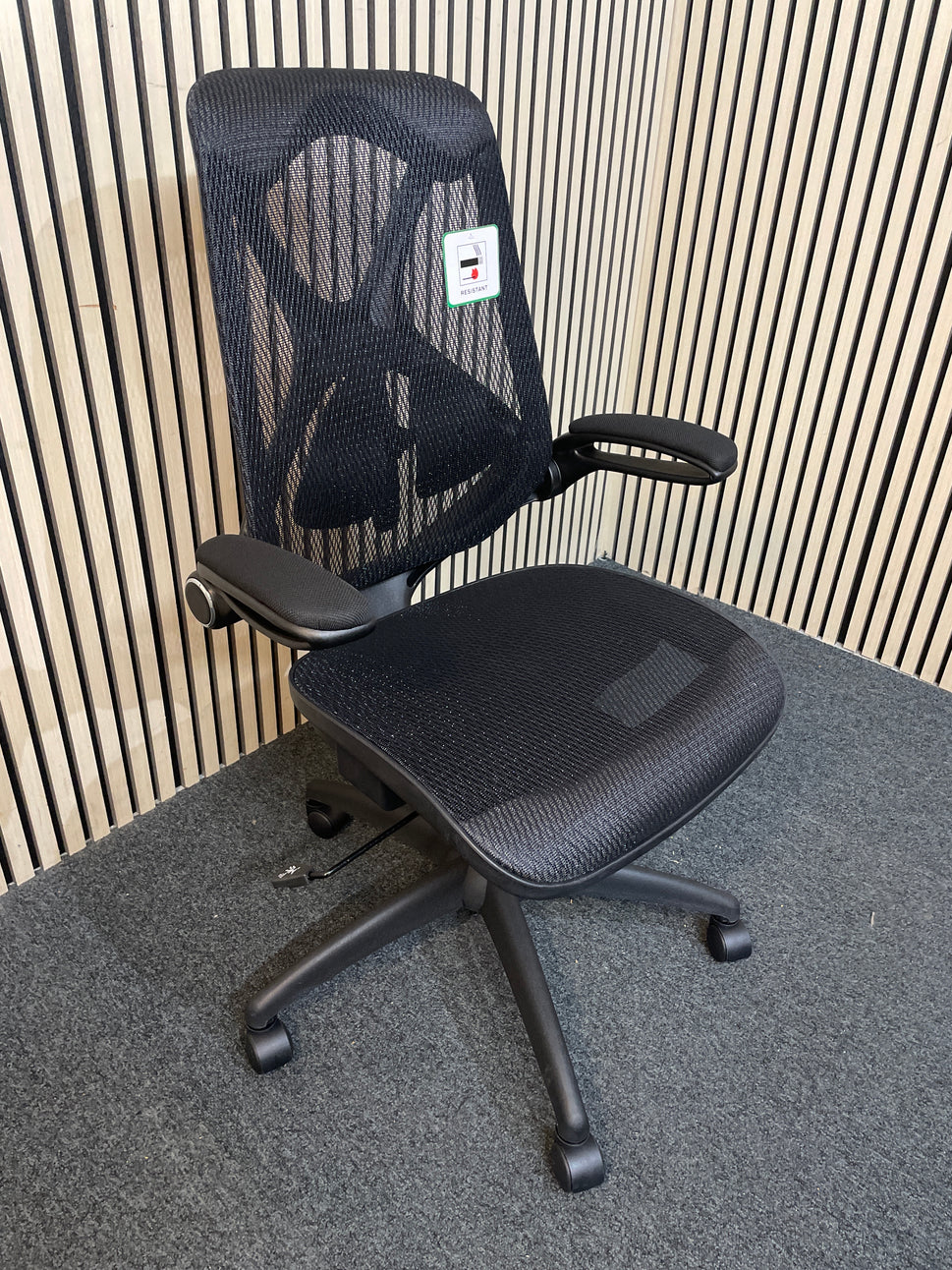 Napier high mesh back operator chair with mesh seat - black with folding arms