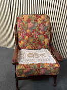 Switch Dark wood stained fireside armchair with floral tapestry cushion 3325 2 image