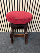 Switch Low solid wood wine pattern fabric cushioned circular stool  3325 2 image