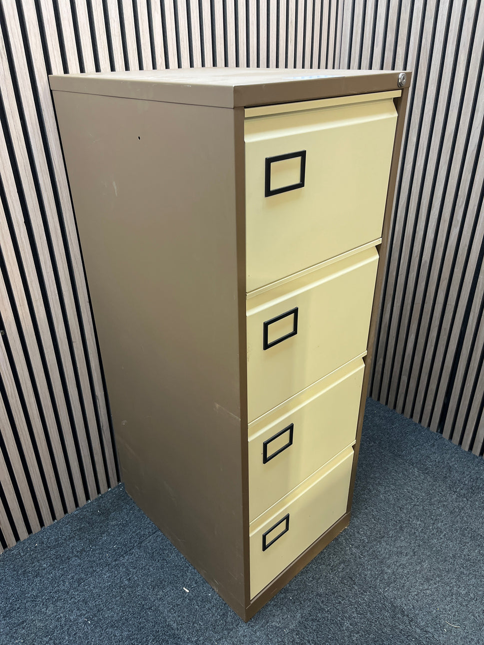 Coffee and cream 4 drawer metal filing cabinet