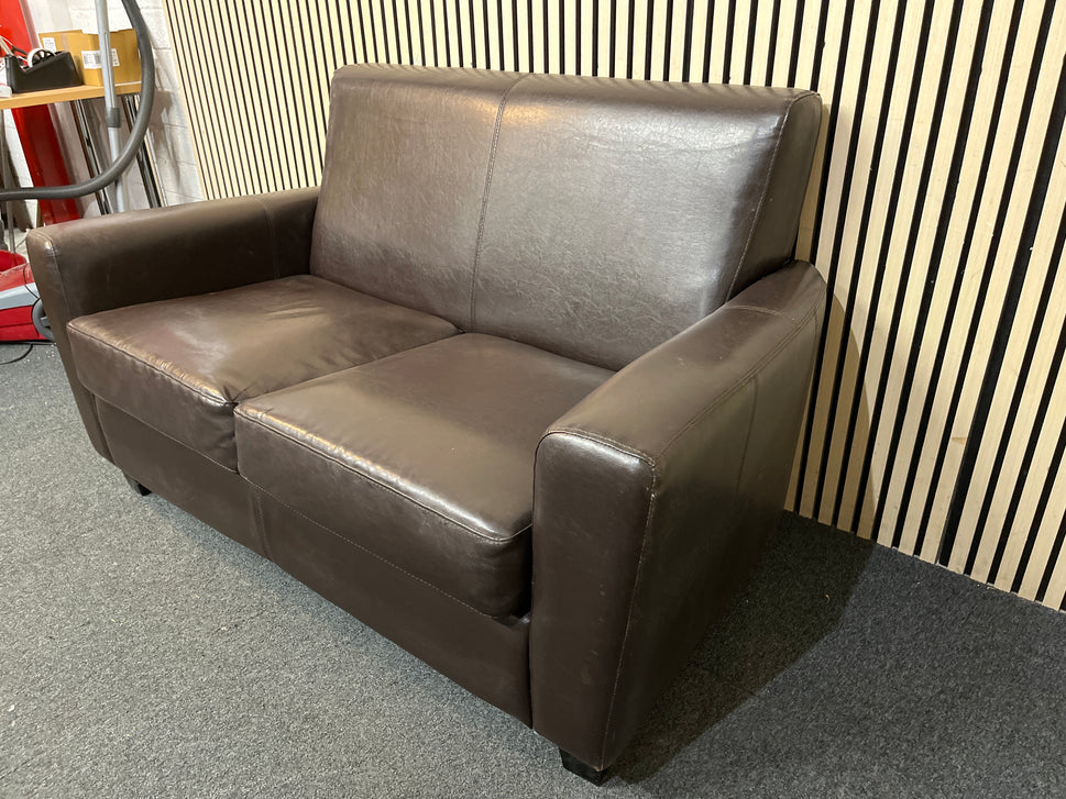 2 seater brown leatherette sofa  43747
