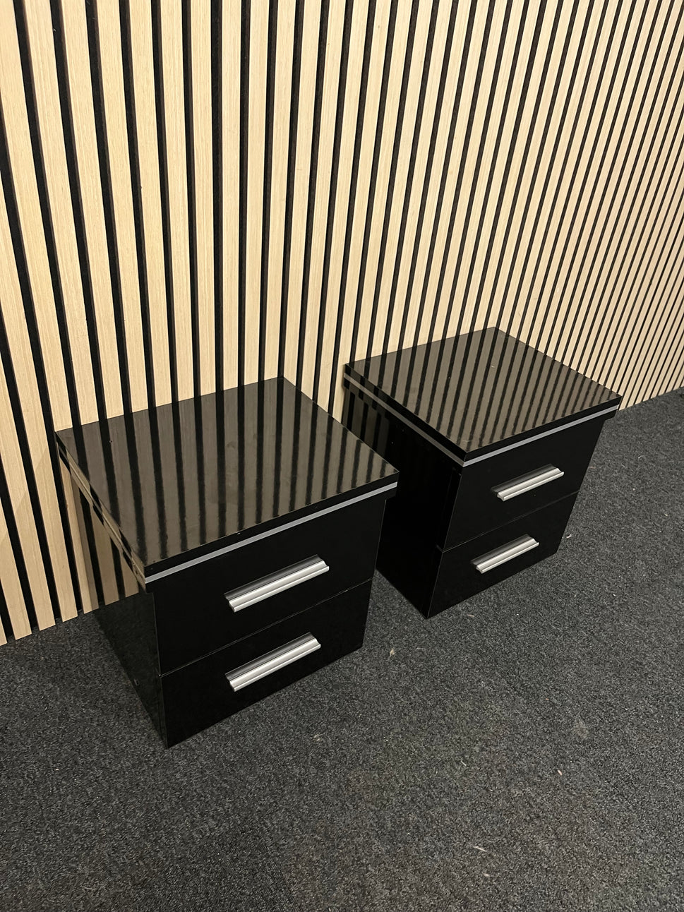 black gloss 2 drawer bedside locker (SET OF 2) 3325