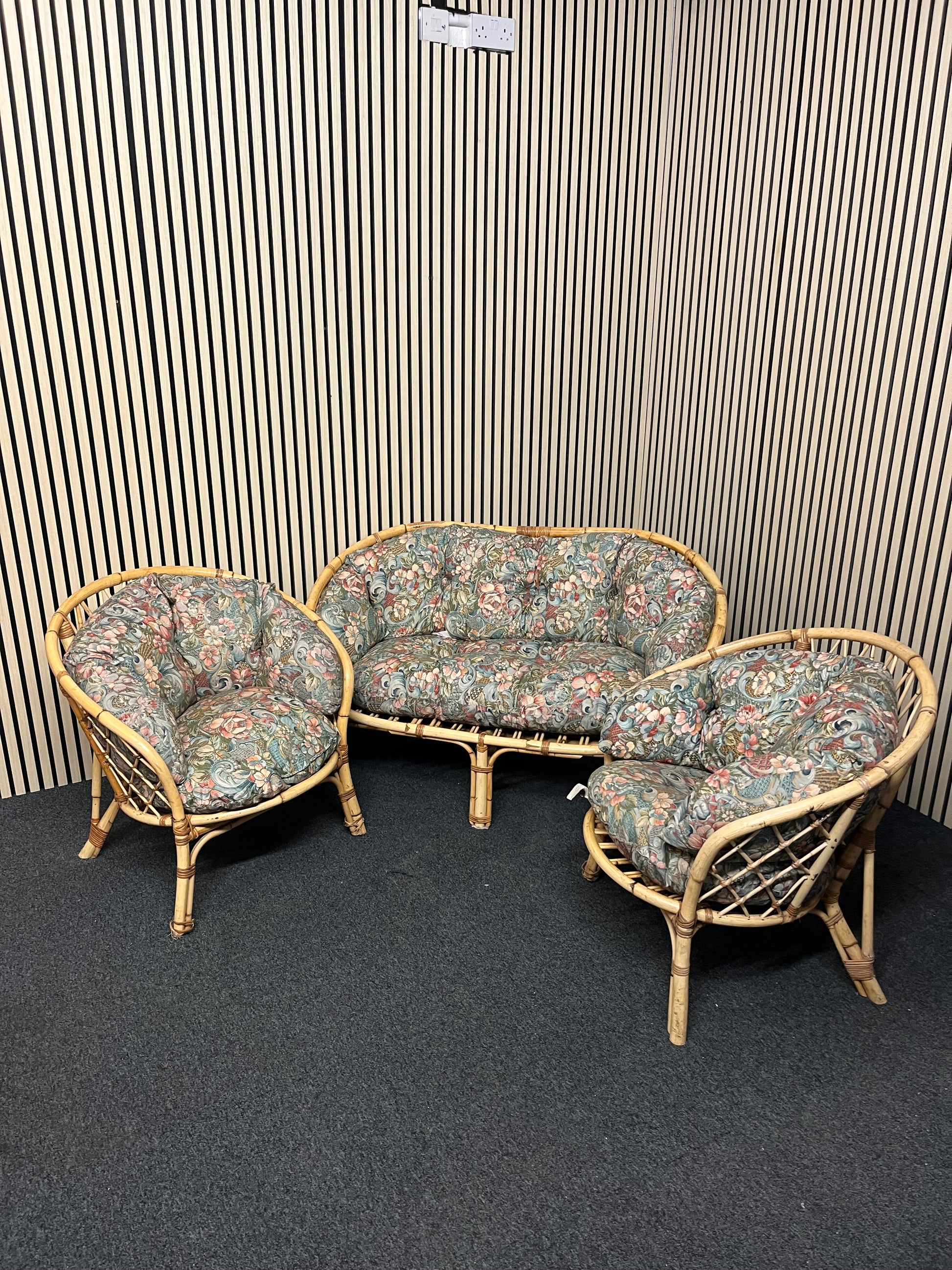 Cane framed fabric seat 3+1+1 sofa suite 2325