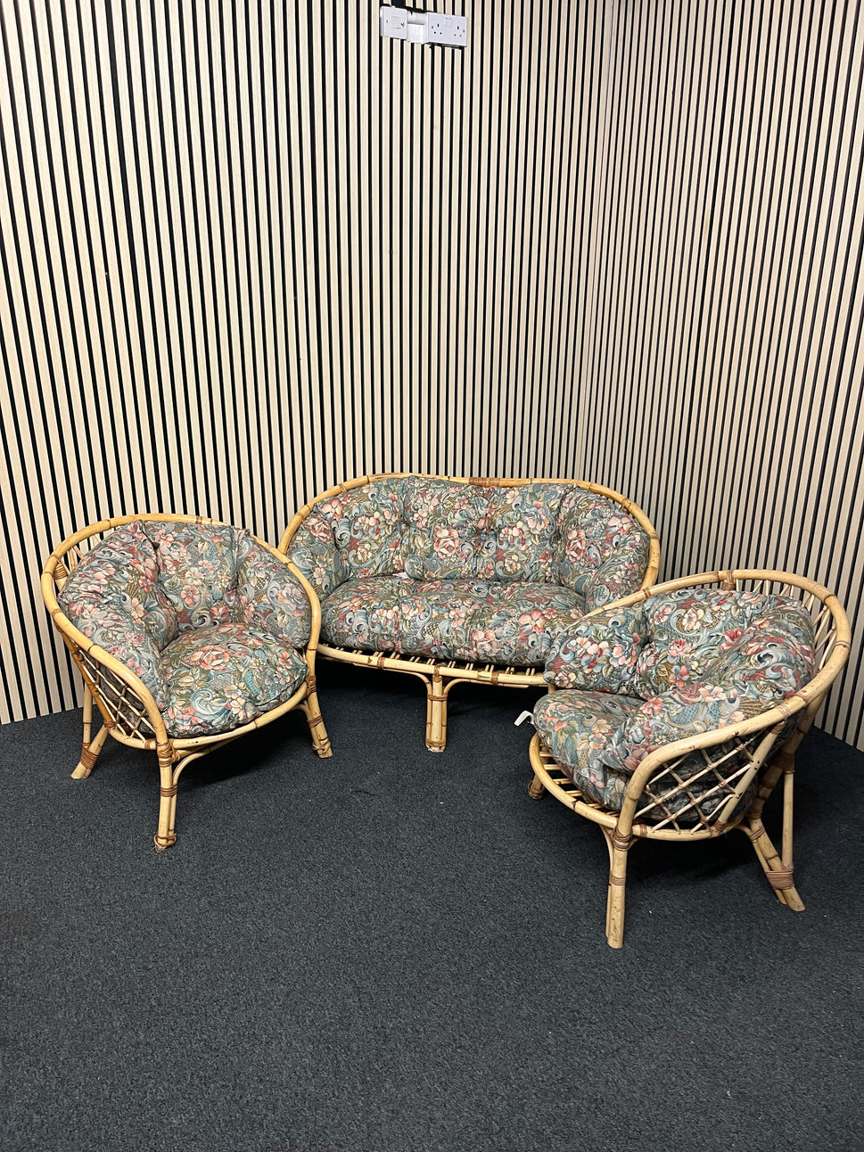 Cane framed fabric seat 3+1+1 sofa suite 2325