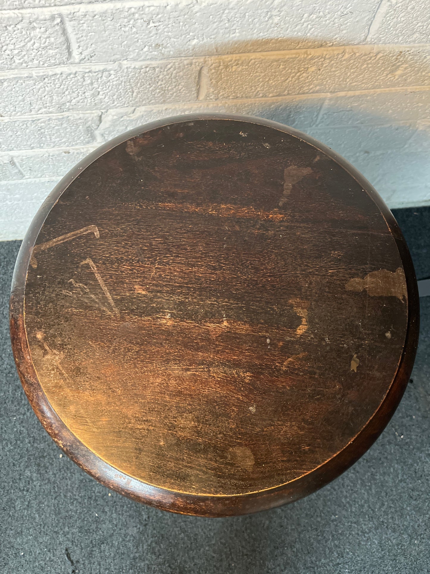 Solid teak stained tall 4 drawer circular locker 450 diameter by 790H 3225