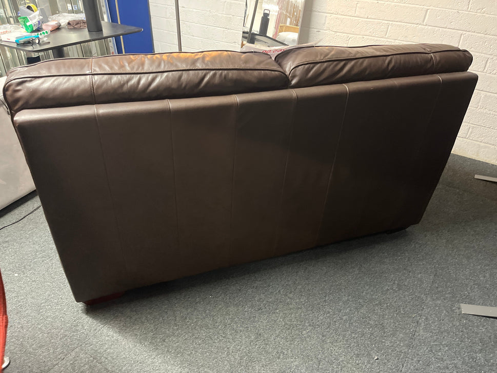 Large 2 seater dark brown leather sofa 3225
