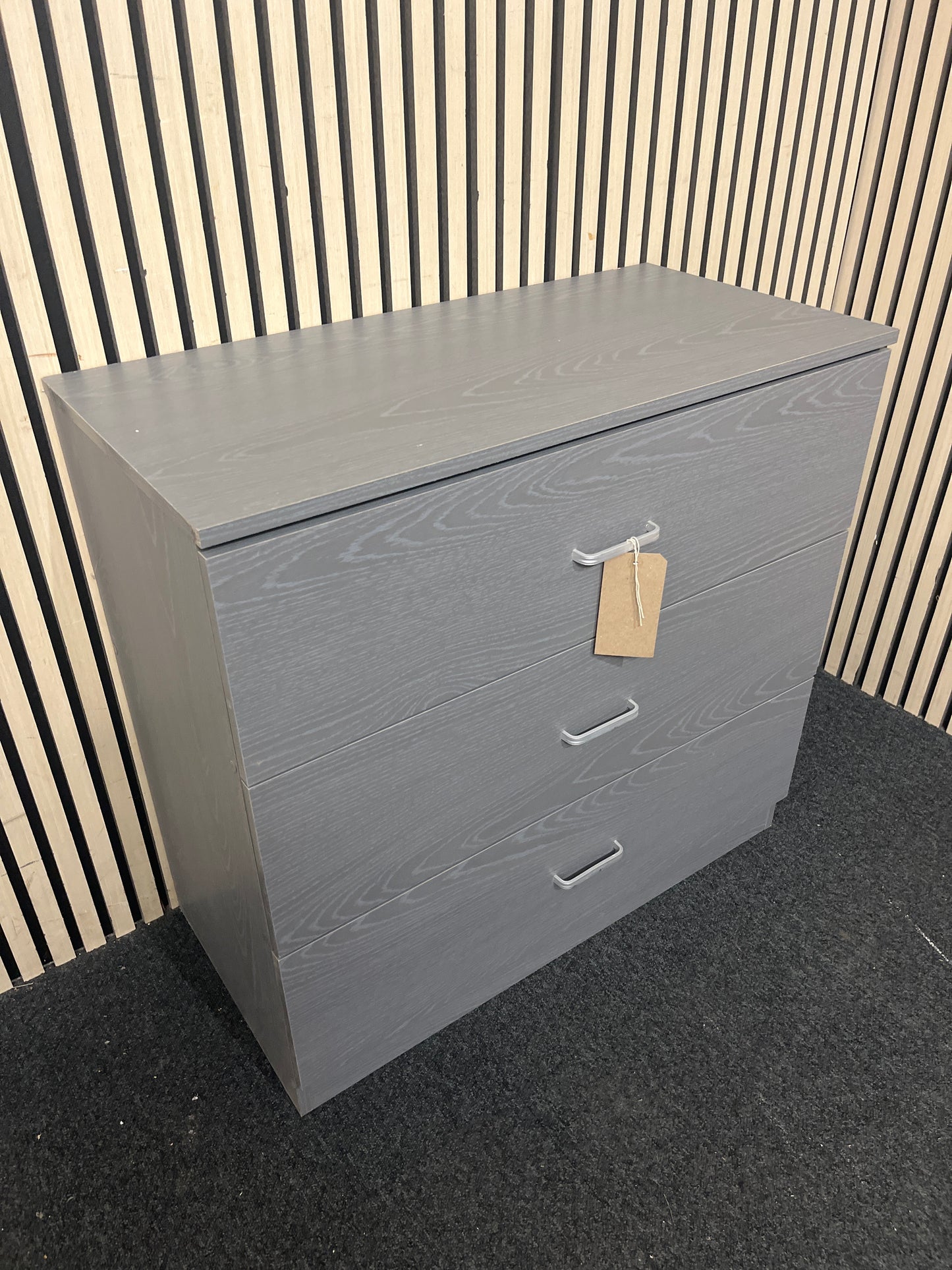 Grey laminate 3 drawer chest (H 76 x W 80 x D 40 cm) 43888