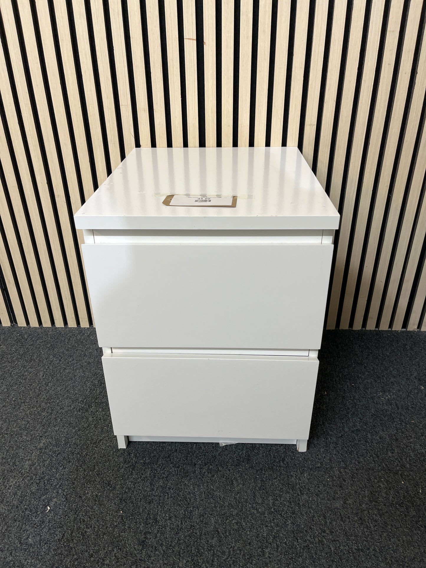 White laminate 2 drawer bedside locker  1126