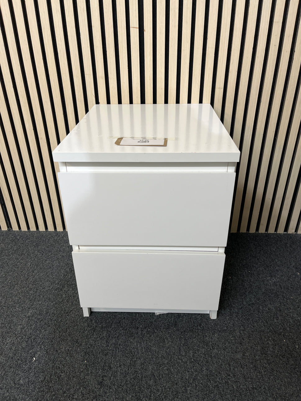 White laminate 2 drawer bedside locker  1126