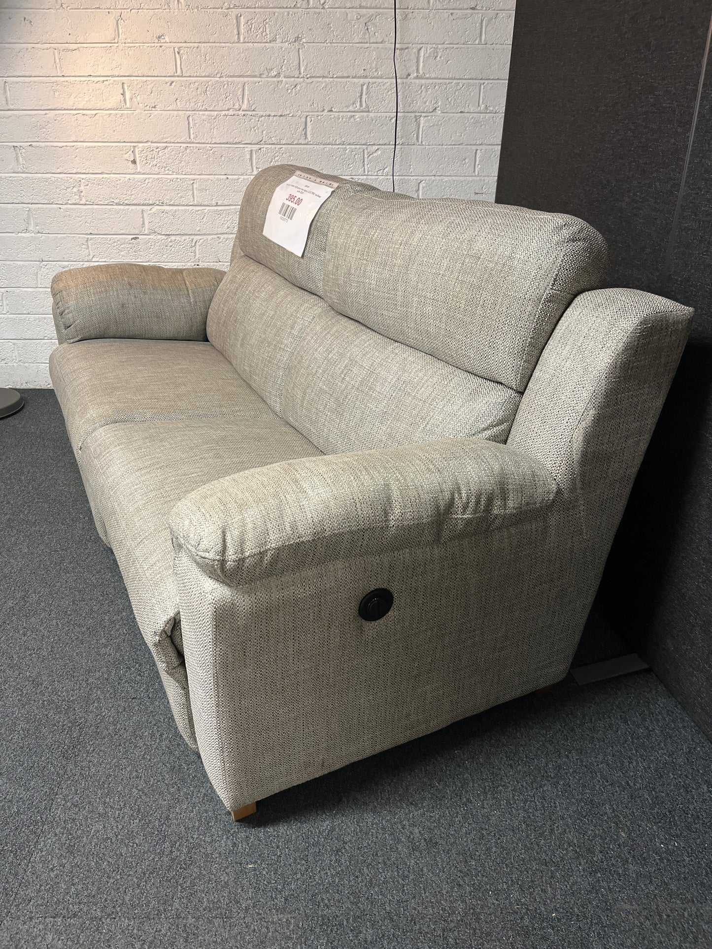 Large 2 seater light grey mix fabric ELECTRIC recliner sofa 2225
