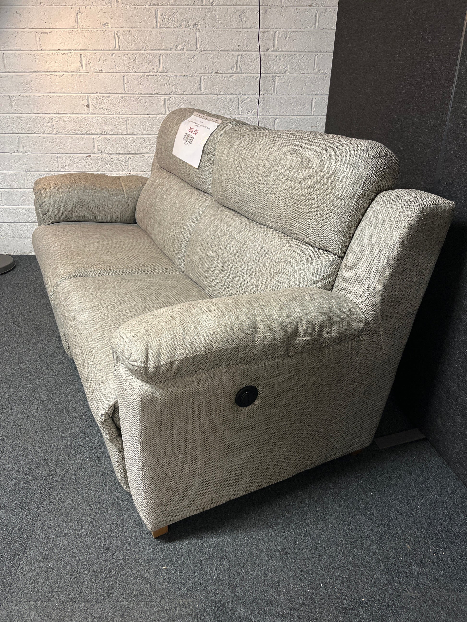 Large 2 seater light grey mix fabric ELECTRIC recliner sofa 2225