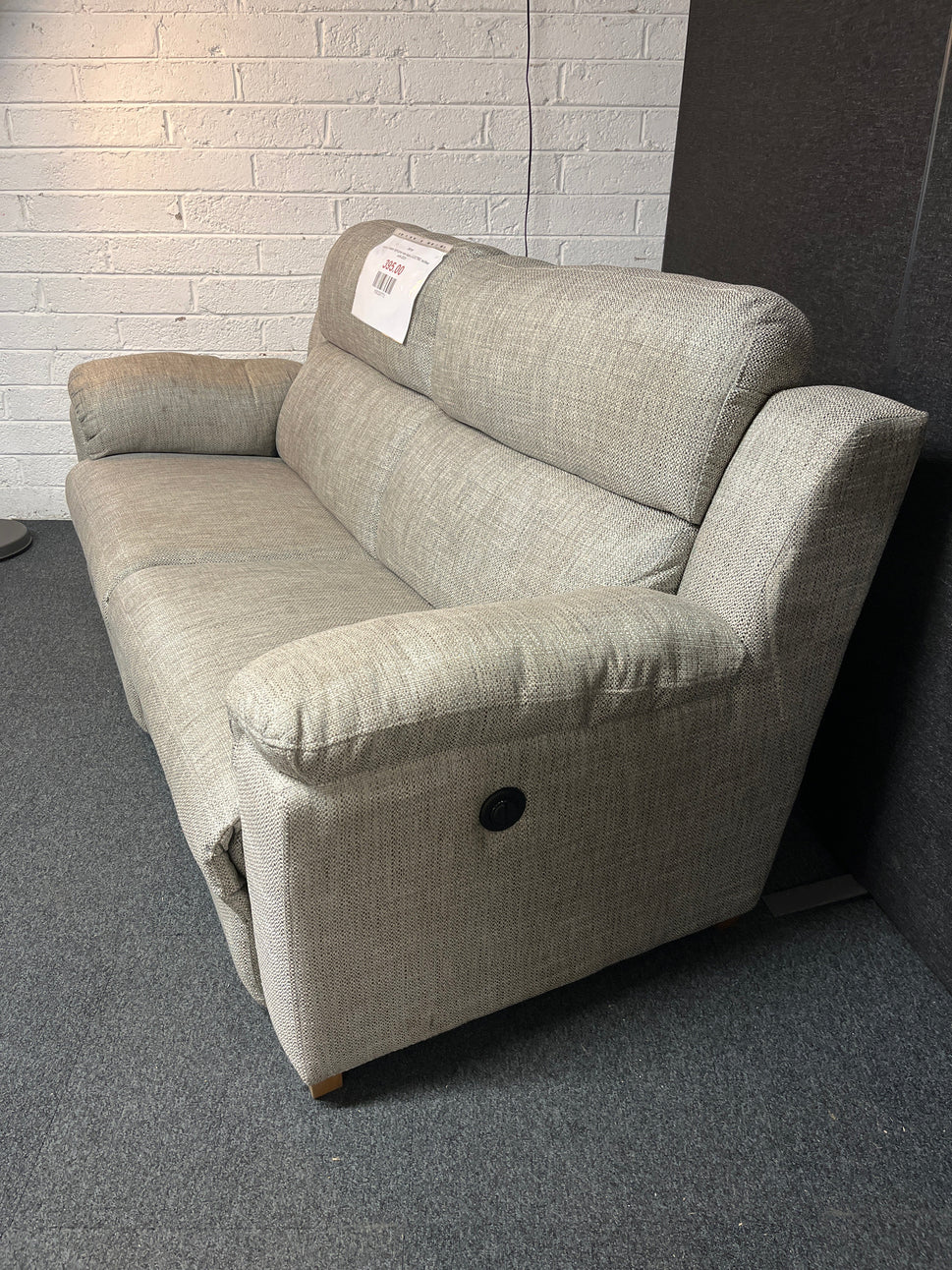 Large 2 seater light grey mix fabric ELECTRIC recliner sofa 2225