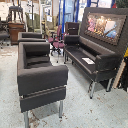 Benotto reception 2 seater chair 1270mm wide - black faux leather