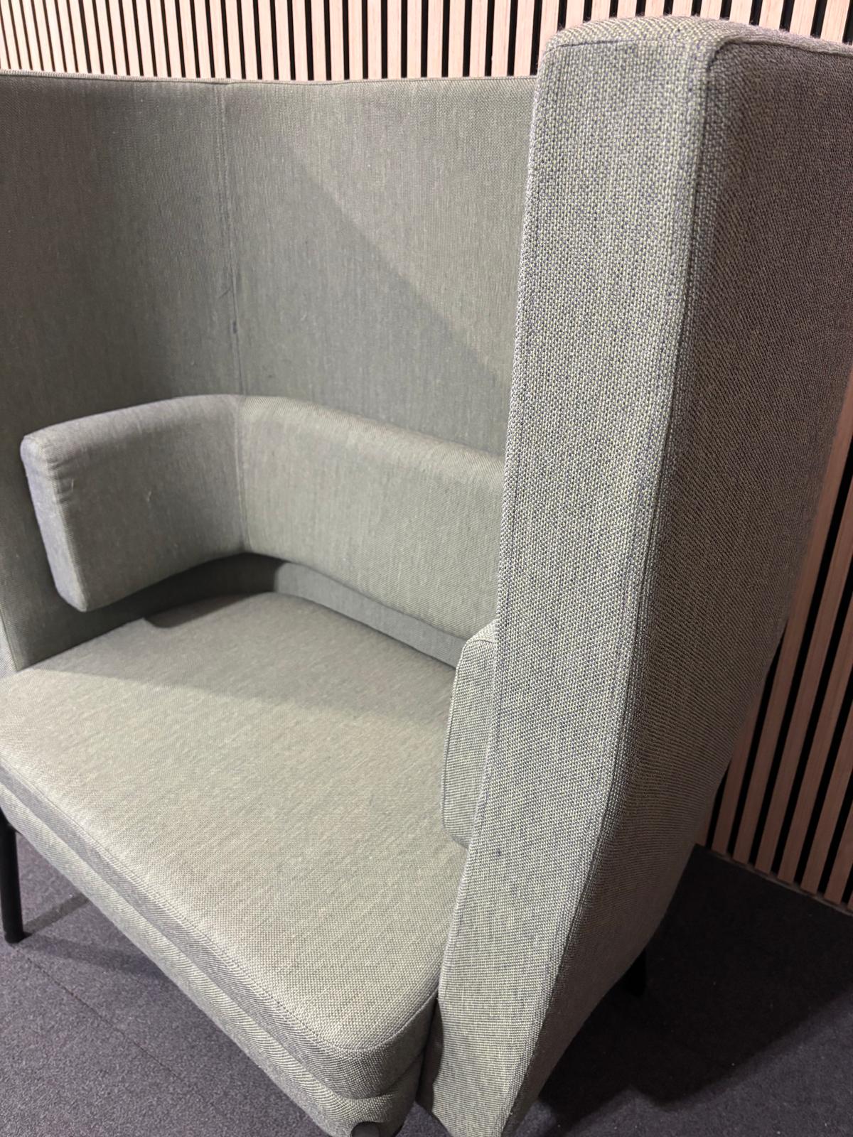 Green fabric black metal framed modular soft seating booth