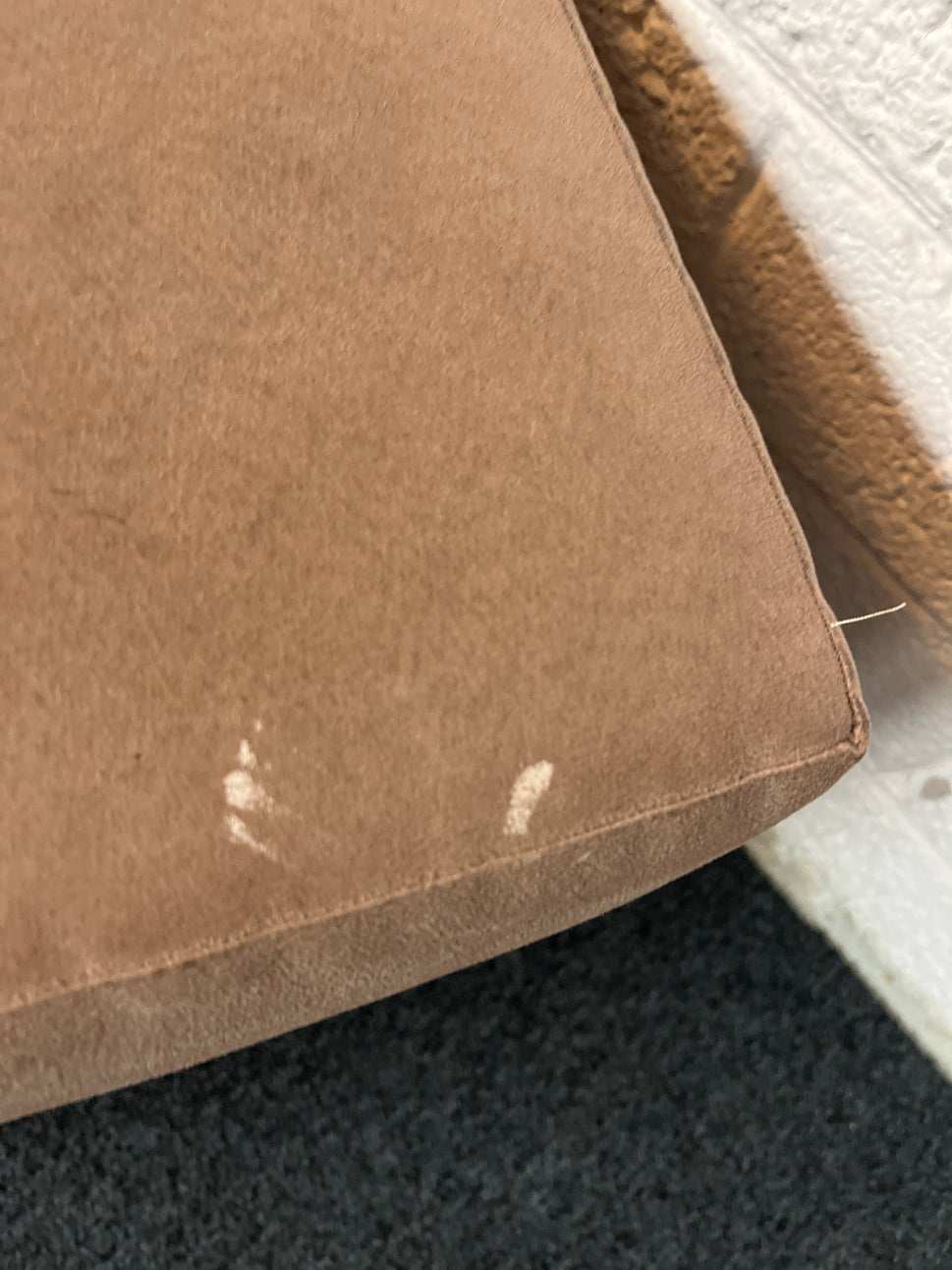 Brown suede effect fabric low square footstool  H 40 x W 40 x D 40 cm) 2225