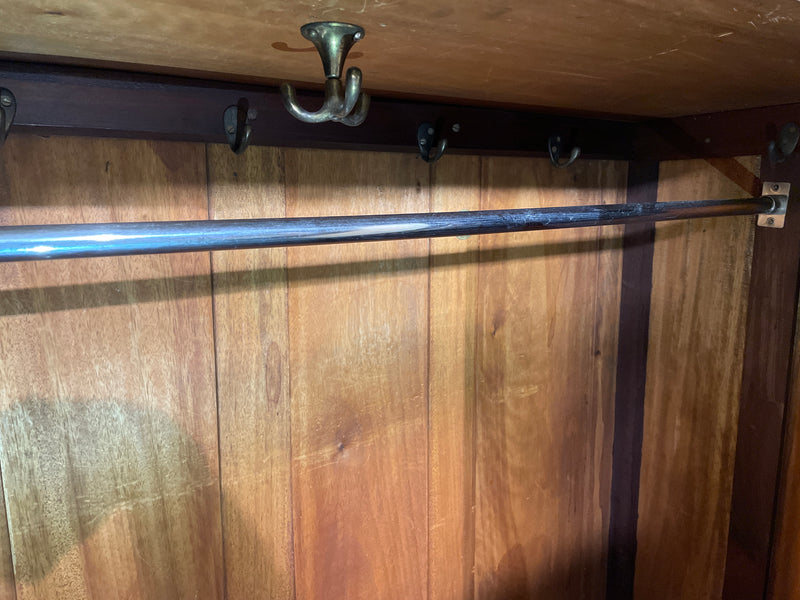 Large mahogany wardrobe with central mirror and lower storage drawer (H 203 x W 130 x D 53 cm)  44565