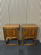 Switch Solid english oak ornate 2 door occasional lamp tables (SET OF 2) 1425 2 image