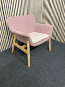 Modern style armchair with pink fabric and wooden frame  44796